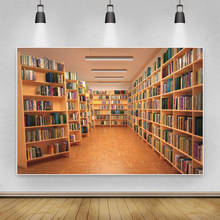 Laeacco livros prateleira de madeira para livros biblioteca interior do corredor photocall fotográfico background photo studio 2024 - compre barato