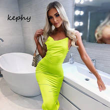 satin lace up 2020 summer women bodycon long midi dress sleeveless backless elegant party outfits sexy club clothes 2024 - buy cheap