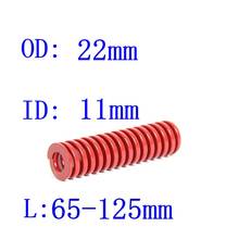 1 pces vermelho carga média da mola de compressão da carga morre diâmetro exterior 22mm diâmetro interno 11mm comprimento 65-125mm da mola do molde 2024 - compre barato