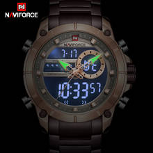 NAVIFORCE Men Luxury Brand Sport Wrist Watch Gold Quartz Steel Waterproof Dual Display Male Clock Watches Relogio Masculino 9163 2024 - buy cheap