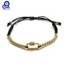 Lucky Eye-pulsera trenzada con cuentas de cobre para mujer y niña, brazalete ajustable con abalorios de Color dorado, joyería, BD159 2024 - compra barato