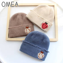 OMEA Strawberry Thicken Winter Women Hat Pineapple Beanie Jacquard Knitted Hat Fleece-Lined Warm Cute Wholesale Bonnets Pink Cap 2024 - buy cheap