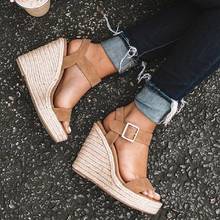 Women Shoes Platform Sandals Women Peep Toe High Wedges Heel Ankle Buckles Sandalia Espadrilles Female Sandals Shoes 2021 New 2024 - buy cheap