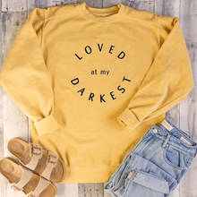 Love at my Dark Свитшот слоган унисекс из чистого хлопка религиозный христианский Библейский пуловеры tumblr церковный юный уличный стиль Топ 2024 - купить недорого