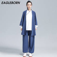 2022 New Tai Chi Set Hanfu Spring Autumn Long Sleeve Kung Fu Uniform Men Tea Clothes Traditional Chinese Clothing for Women 2024 - buy cheap