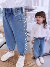 New Fashion Kids Girl Boy Jeans Denim Children Girl Trousers With Pearl Waist Spring Autumn Baby Girl Jeans Casual Kids Pants 2024 - buy cheap