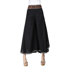 spring summer loose high waist wide leg embroidery casual pants culottes big size cotton linen female trousers black white 2024 - buy cheap