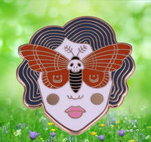 Death Head hawk Moth Skull Butterfly Crescent Moon Geek Girl Art Enamel Pin Insect Nature lover Gift brooch 2024 - buy cheap