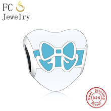 FC Jewelry Fit Original Brand Charm Bracelet Authentic 925 Sterling Silver Green Enamel Bow Love Heart Bead For Making Berloque 2024 - buy cheap