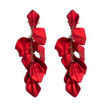 Korean New Fashion Temperament Alloy Women Pendant Earrings Sexy Rose Petals Long Tassel Earrings Women Jewelry Red Earrings 2024 - buy cheap