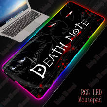 Xgz mouse pad death note rgb, mousepad gamer para computador com luz de fundo rgb xxl, teclado led para mesa 2024 - compre barato