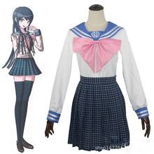 Cosplay traje de alta qualidade maizono sayaka cos jk uniforme para anime danganronpa2 cosplay traje para mulher (topo + saia + gravata peruca) 2024 - compre barato