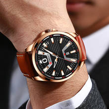 Curren-Reloj de pulsera minimalista para hombre, de cuero genuino, marca de lujo, resistente al agua, de negocios, color oro rosa, 2020 2024 - compra barato