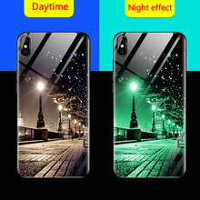 Borboleta caso de telefone vidro luminoso para iphone 12 11 pro max vidro temperado capa traseira para iphone x xs max xr 7 8 plus se 2020 2024 - compre barato