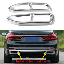 1Pair Silver Stainless Exhaust Pipe Cover Tips For BMW 7 Series G11 G12 16-18 2024 - buy cheap