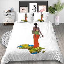 Thumbedding Map Bedding Set African Woman Simple White Duvet Cover King Queen Twin Full Single Double Unique Design Bed Set 2024 - buy cheap