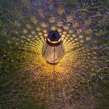 2019 водонепроницаемый Солнечный садовый свет подвесной фонарь для ландшафтного сада двора путь грунтовый светильник работающая на солнечной энергии газонная Светодиодная лампа теплый белый 2024 - купить недорого