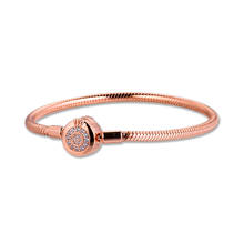 CKK 925 Sterling Silver Rose Gold Sparkling Crown O Snake Chain Bracelets for Women Charm Bracelet DIY Jewelry pulseras mujer 2024 - buy cheap