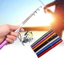 Mini vara de pesca dobrável portátil, caneta telescópica de bolso com roda de carretel, 1m/1.4m 2024 - compre barato
