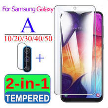 Película de vidro temperado 2 em 1 para samsung galaxy, proteção para tela e câmeras compatíveis com os modelos a50, a80, a70, a30, a40, a20, a10, m30 2024 - compre barato