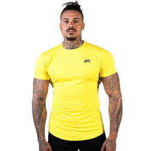 2021 New Cotton Men's Brand T-Shirt Short-Sleeve Elasticity Fitness Tees Running Top Fashion Casual Shirts Muscle Men TShirt 2024 - buy cheap