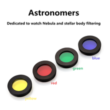 Filtro de telescópio astronômico 4 peças, acessórios 1.25 polegadas filtro de microscópio interface de metal filtro de lua quatro cores filtro acrílico 2024 - compre barato