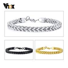 Vnox-pulseiras masculinas de aço inoxidável, 3 cores, corrente interbloqueada, meio-fio, joias casuais 2024 - compre barato