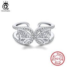 Orsa jewels, anel de prata esterlina 925, deslumbrante cz, anel de borboleta, aberto, anel de dedo para mulheres, joias da moda, presente sr 2024 - compre barato