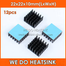 WE DO HEATSINK 12pcs 22x22x10mm Radiator Heat Sink Cooler With Tape Black Anodized For CPU and Metal Ceramic BGA Packages and PC 2024 - buy cheap