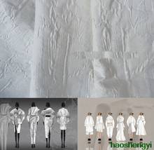 White imported polyester bark wrinkle texture three-dimensional jacquard texture printed fabric / half price 2024 - buy cheap