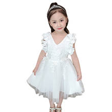 Menina vestido sem mangas para meninas vestidos de renda flor crianças vestidos de malha meninas trajes crianças 6 8 10 12 14 2024 - compre barato