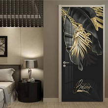 Modern Abstract Door Sticker 3D Hand Painted Tropical Plant Banana Leaf Wallpaper Living Room Kitchen PVC Waterproof 3D Sticker 2024 - buy cheap