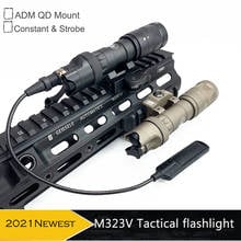 Luz tática m323v trilho luz constante & estroboscópica led 500 lúmens com montagem nas hélices para rifle de caça lanterna 2024 - compre barato