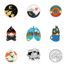 Creative Outdoors nature Enamel Pins sunrise Wave forest Brooch Bag Button Badge World Adventure Tour Jewelry Gift for Friends 2024 - buy cheap