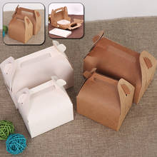 Caja de papel Kraft con asa para comida, embalaje para pastel, cumpleaños, Navidad, boda, fiesta, dulces, regalo, 10 Uds. 2024 - compra barato