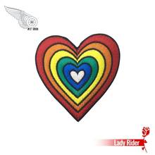 Rainbow Love Heart Embroidered Patches For Clothing Sweet Style Girl Decoration 2024 - buy cheap