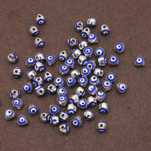 10PCS 5mm Heart Shaped Enamel Colorful Beads Evil Metal Alloy Eyeball Stripe Spacer Beads Jewelry Fashion DIY Bracelet Making 2024 - buy cheap