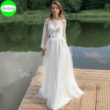 Boho Wedding Dress 2021 Vestidos De Novia Long Sleeve Elegant Lace Applique Robe Mariage Bride Gown Beaded A Line Trouwjurk Boda 2024 - buy cheap