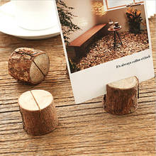 Wood Pile Name Place Card Photo Holders Wooden Bark Memo Holder Stump Shape Menu Number Memo Stand Wedding Party Table Decor 2024 - buy cheap