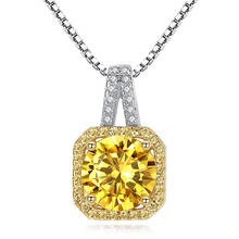 Fashion zircon diamonds gemstones citrine yellow crystal pendant necklaces for women white gold color choker jewelry bijoux gift 2024 - buy cheap