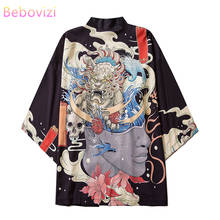 M-XXL-Kimono japonés Harajuku Haori para hombre y mujer, cárdigan de moda, ropa de calle asiática negra, Cosplay, blusa Yukata, novedad de 2021 2024 - compra barato