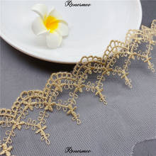 2Yards Gold thread lace mesh embroidery clothing accessories polyester embroidery wedding accessories baby clothes handmade 2024 - buy cheap