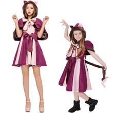 Halloween Purple Alice in Wonderland Fantasy Smiley Cat Cosplay Dress Masquerade Party Animal Parent-child Costume 2024 - buy cheap