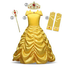 Fantasia infantil de princesa, vestido de baile para cosplay, cor dourada 2024 - compre barato