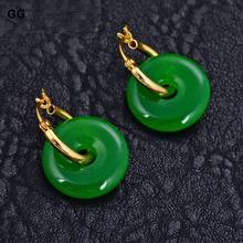 GuaiGuai joyería 18MM anillo redondo Jade verde cierre a presión pendientes 14 KT 2024 - compra barato