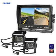 SMALUCK AHD 7 IPS Pantalla de pantalla de visualización doble dividida vista trasera Monitor de coche impermeable IR 960P AHD Coche cámara tarjeta SD grabación de vídeo 2024 - compra barato