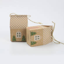 50 sacos de presente de doces de natal da forma da casa dos pces com cordas sacos de biscoito da árvore de natal 2024 - compre barato