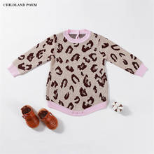 Ropa de punto para bebé recién nacido, Pelele de manga larga, suéter de leopardo para bebé, Mono para niño pequeño, pelele para niña 2024 - compra barato