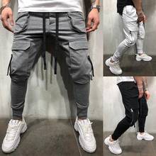 Calça de moletom masculina com bolsos, esportiva casual para treino, calça de moletom para homens da moda, calça de hip hop, calças para corrida 2024 - compre barato