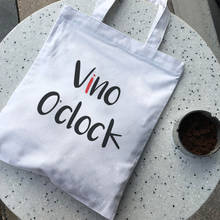 Vino Oclock Simple Letter Printing Shoulder Shopping Canvas Bags Harajuku Fashion Large Capacity Street Handbag Women Bag Wallet 2024 - buy cheap